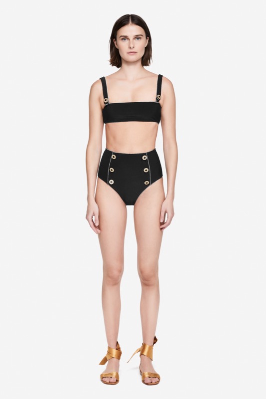 SALE Piped Luxe Strap Bikini schwarz Valentinstagsangebot