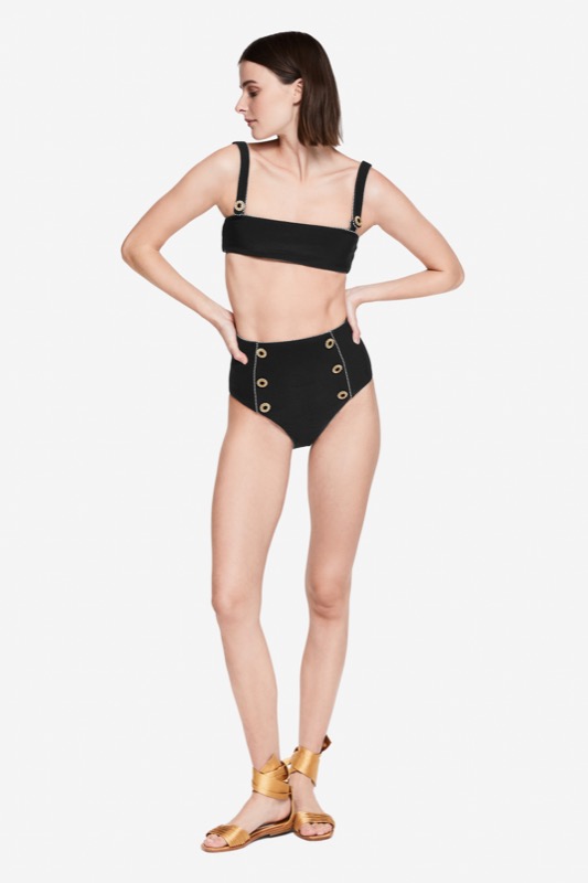 SALE Piped Luxe Strap Bikini schwarz Valentinstagsangebot