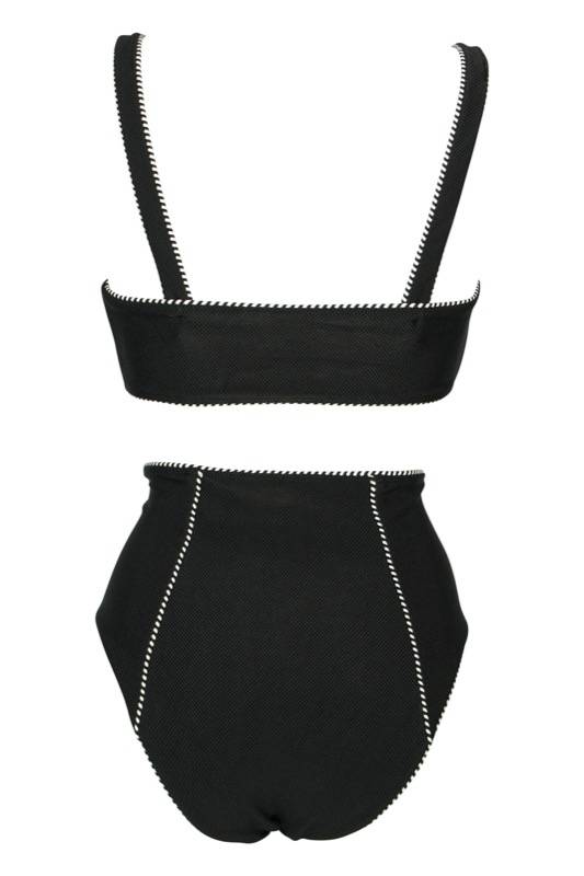 SALE Piped Luxe Strap Bikini schwarz Valentinstagsangebot