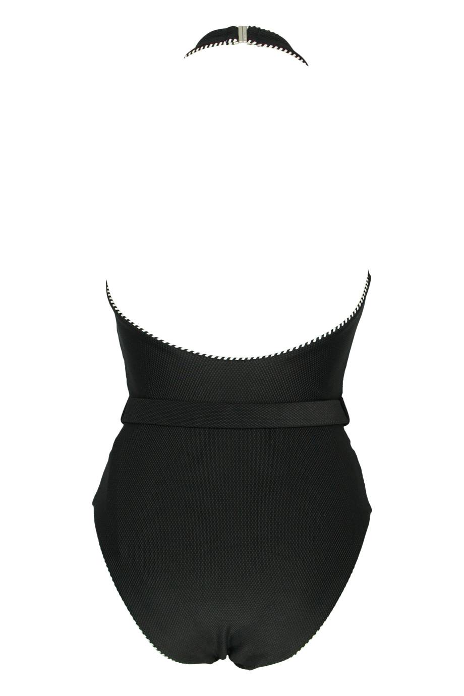 SALE Piped Luxe Badeanzug mit Gürtel schwarz Jubiläumsangebot