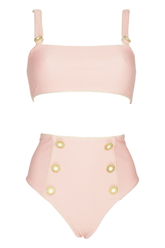 SALE Piped Luxe Strap Bikini Rosa Heißer Verkauf