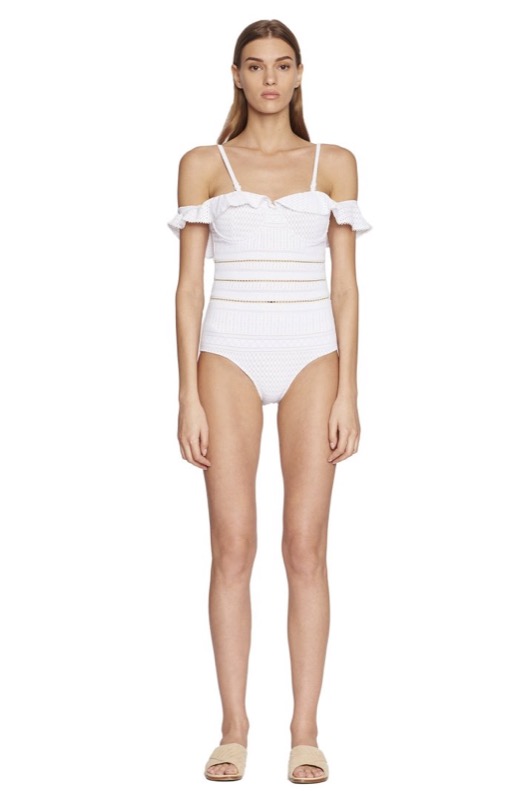 SALE Schulterfreier Push Up Badeanzug aus Spitze Top Angebot