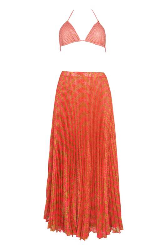 SALE Plissé Rock mit geometrichem Muster Neueste Mode