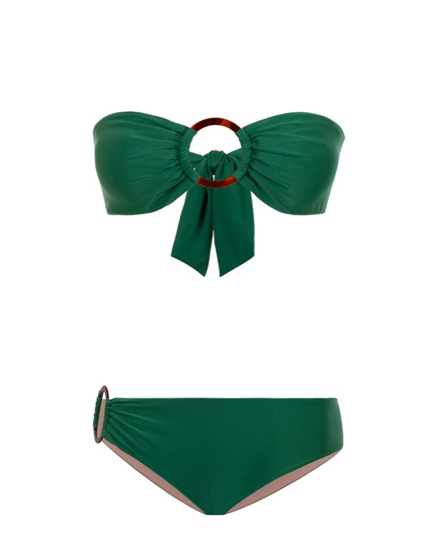 SALE Padded Bandeau Bikini mit Ringen in grün Tägliche Deals