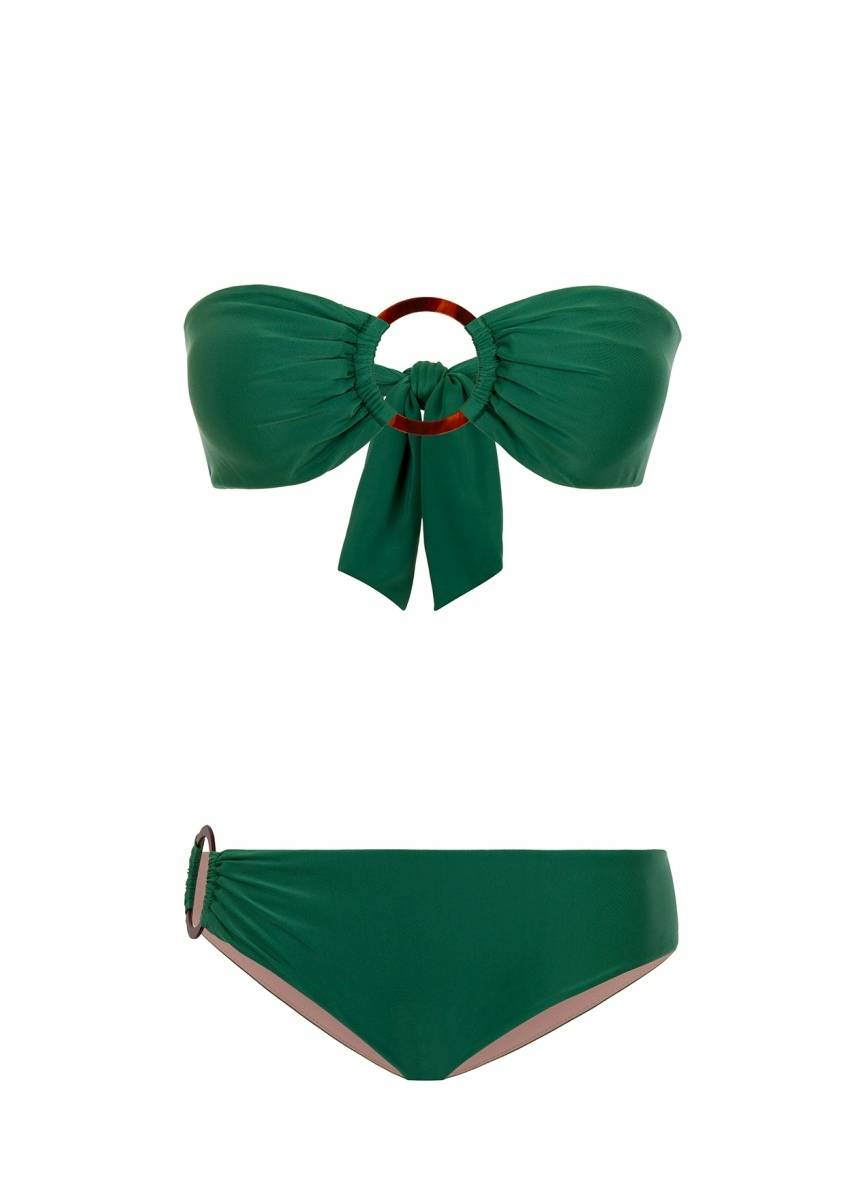 SALE Padded Bandeau Bikini mit Ringen in grün Tägliche Deals