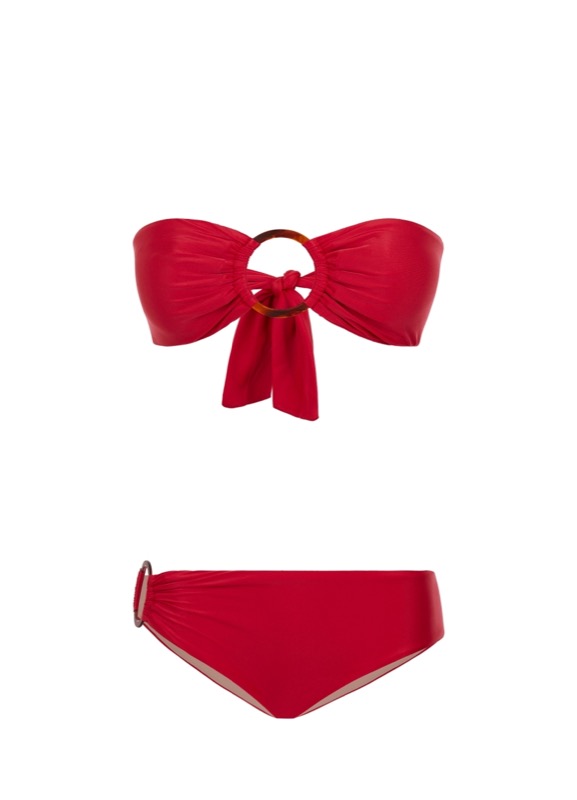 SALE Padded Bandeau Bikini mit Ringen in rot Riesige Ersparnisse