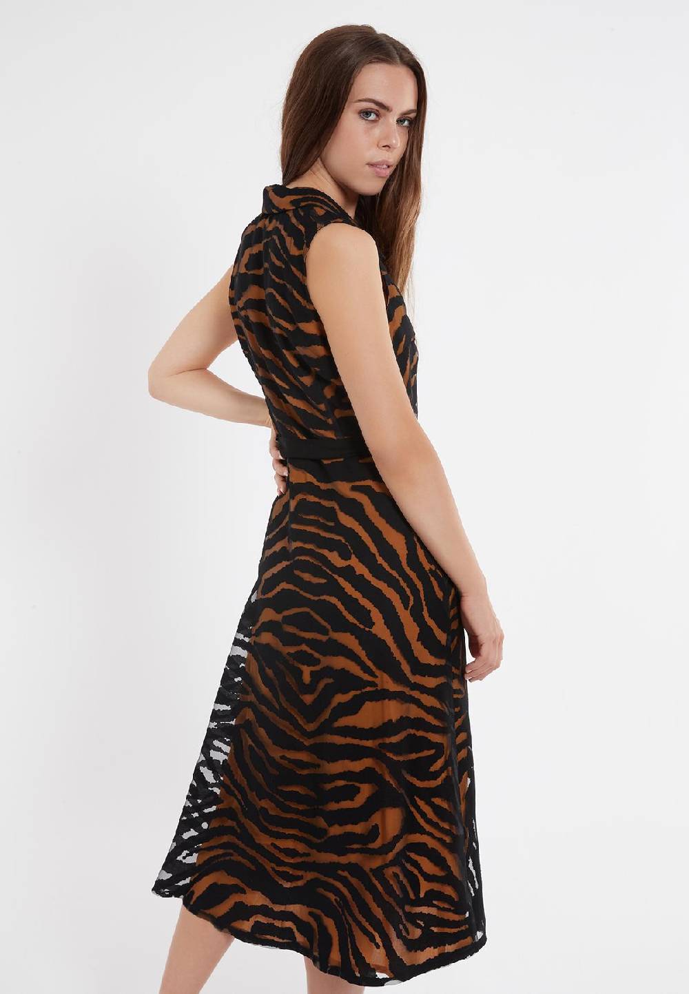 Ana Alcazar Blusenkleid Zapa Schwarz-Braun Neueste Mode