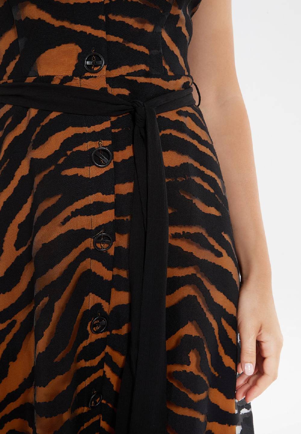 Ana Alcazar Blusenkleid Zapa Schwarz-Braun Neueste Mode