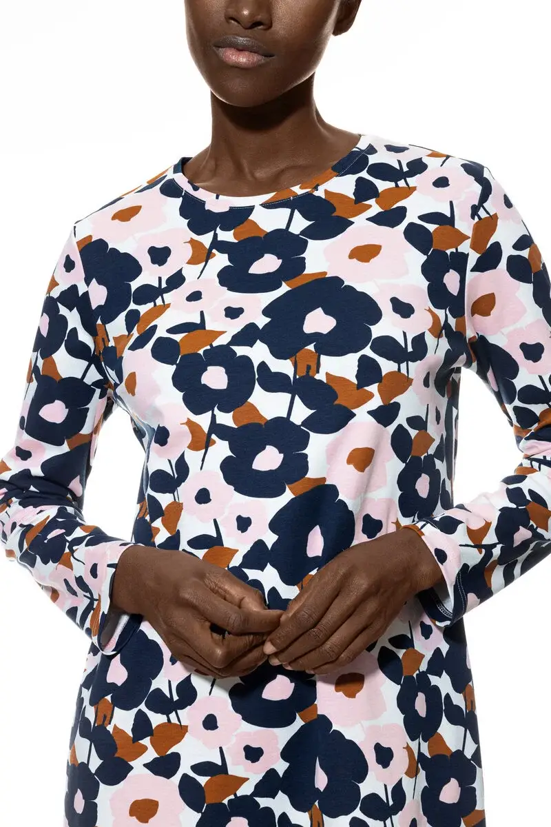 Merxx Nachthemd langarm Serie Abstract Flowers Neueste Stile