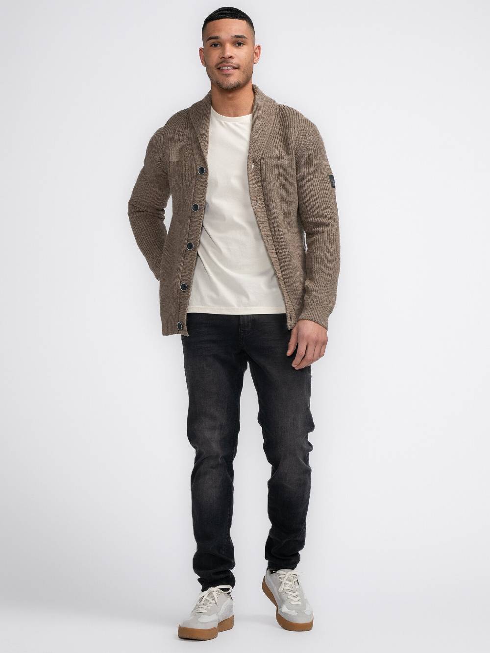 Petrol Industries M-3040-KWC282 Men Knitwear Collar Cardigan (7140 Oak) Valentinstagsangebot