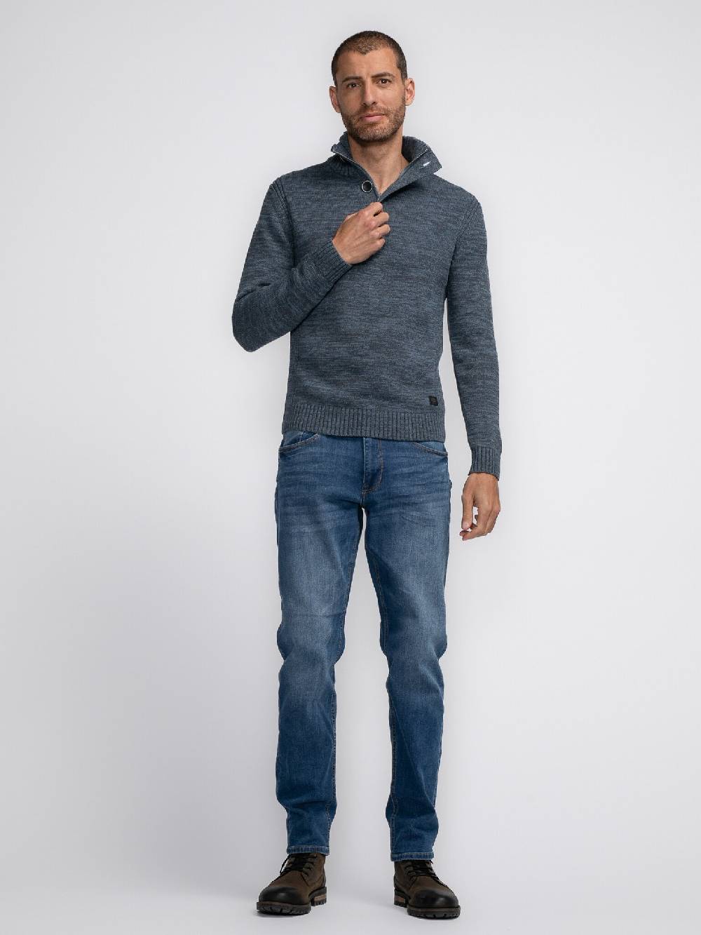 Petrol Industries M-3040-KWC206 Men Knitwear Collar (5183 Light Shadow) Heißer Verkauf