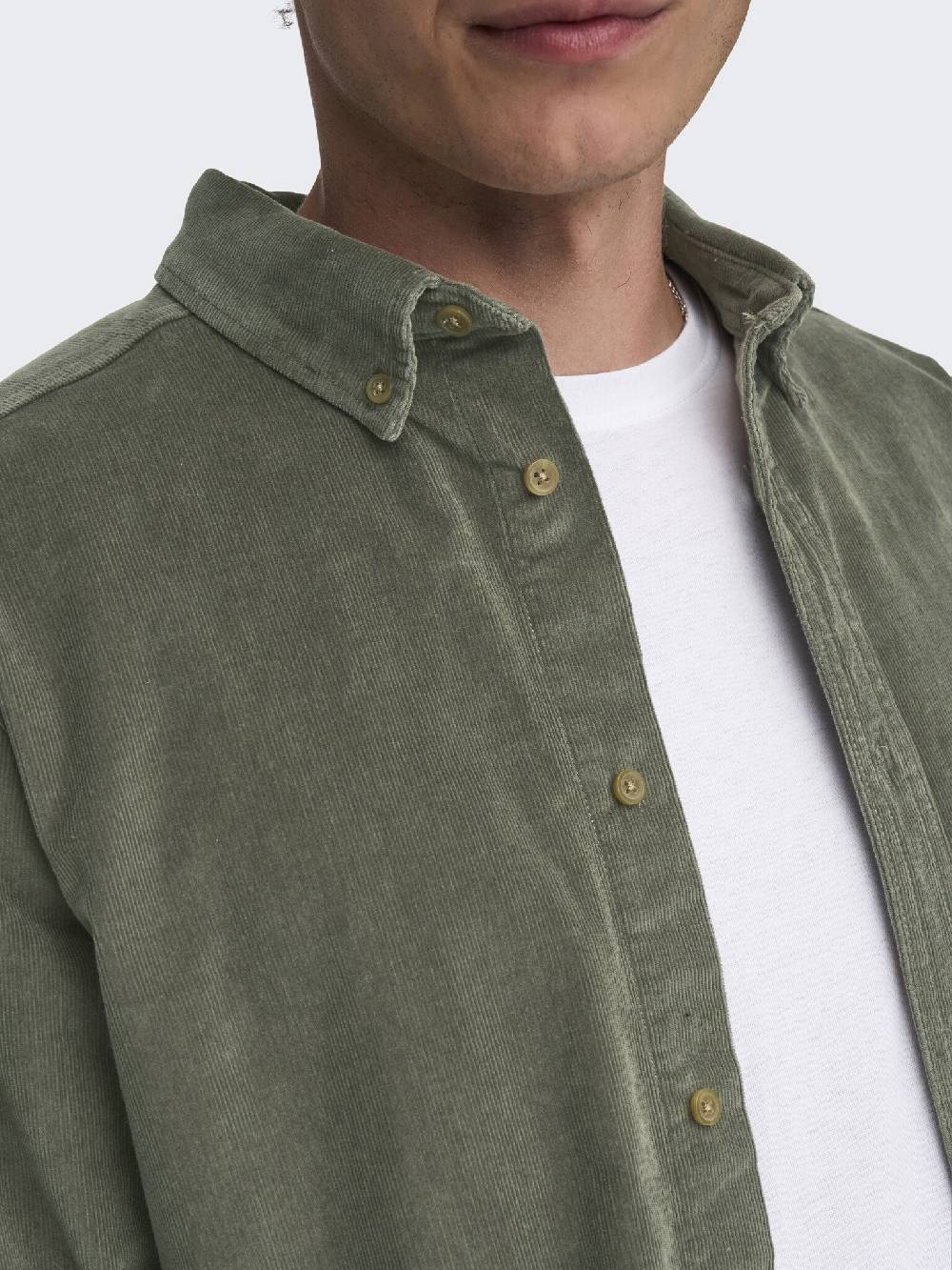 Only & Sons ONSMICHAEL 18W REG CORD STRETCH LS (Castor Gray) Räumungsverkauf
