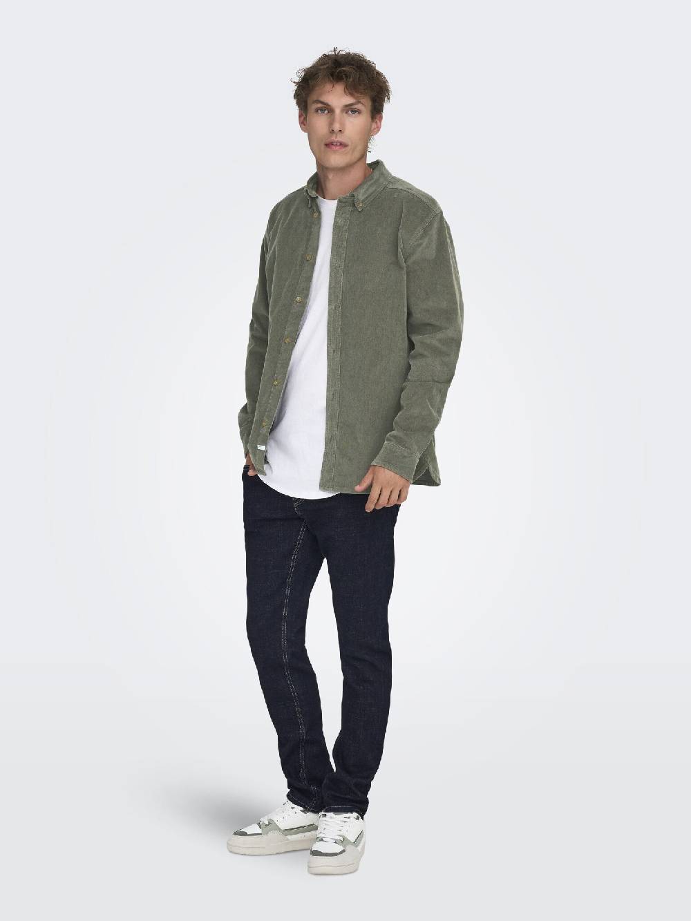Only & Sons ONSMICHAEL 18W REG CORD STRETCH LS (Castor Gray) Räumungsverkauf