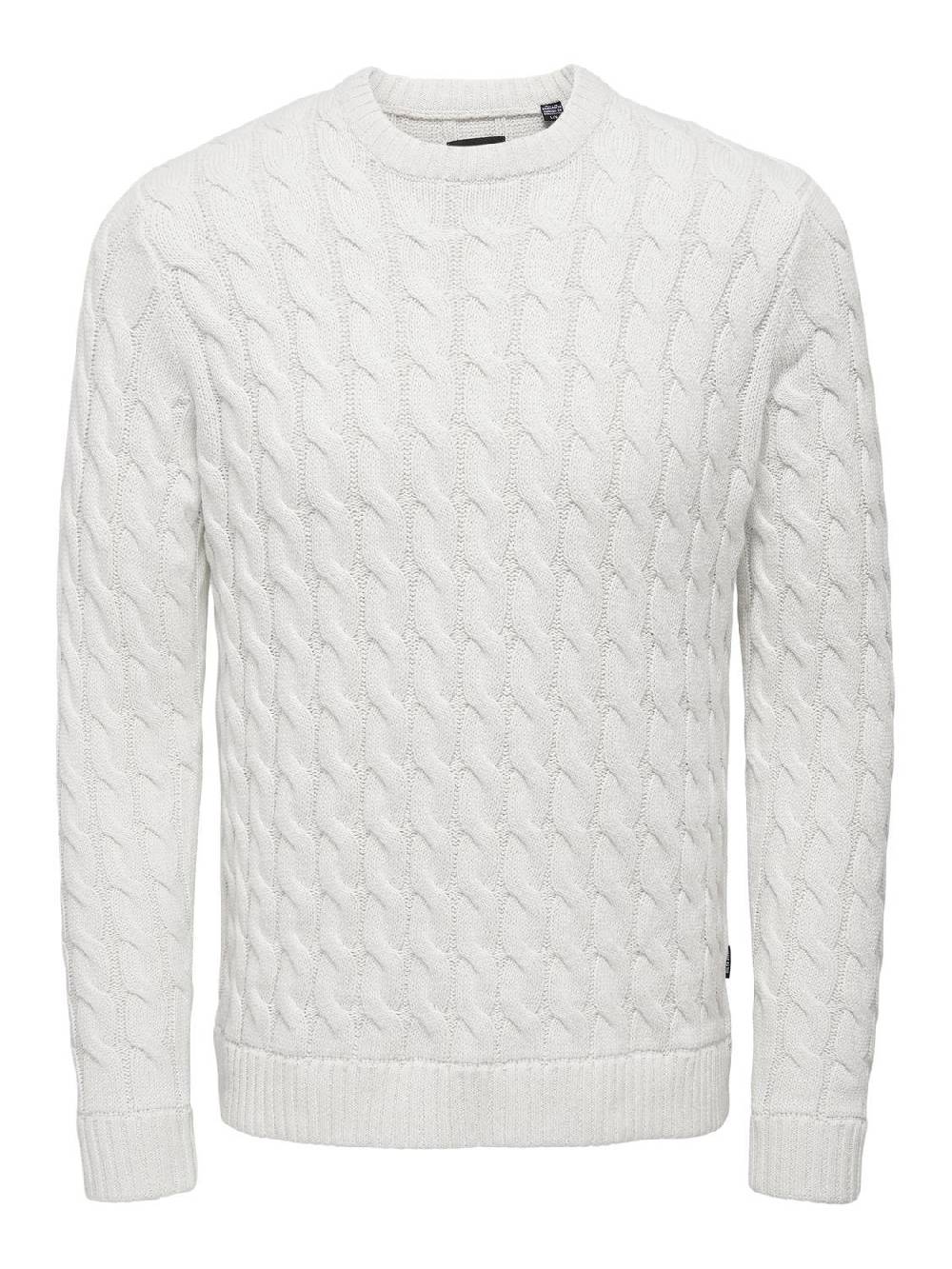 Only & Sons ONSKICKER LIFE REG 3 CABLE CREW KNIT (Antique White) Black Friday Preise