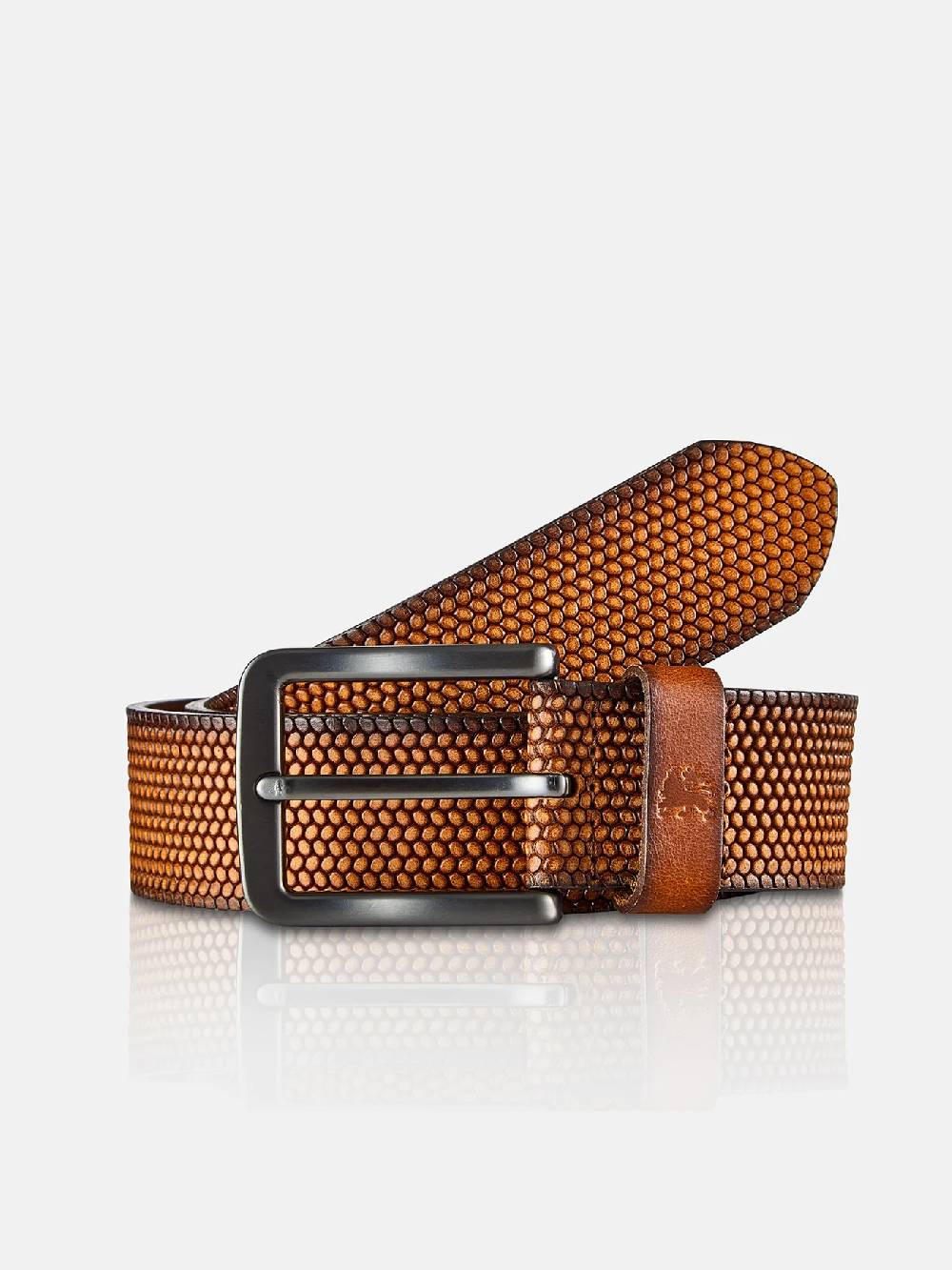Lerros 5003009 RIEM *LEWIS* VAN BUFFELLEER MET RELIËF (740 COGNAC) Hotsell