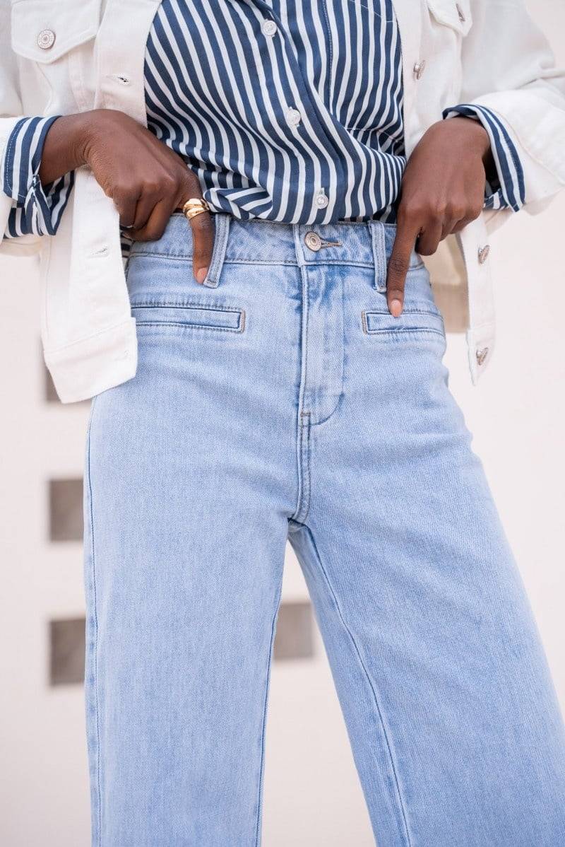 ORAIJE JEANS WIDE LEG BLEACH FRONT POCKET Tägliche Deals
