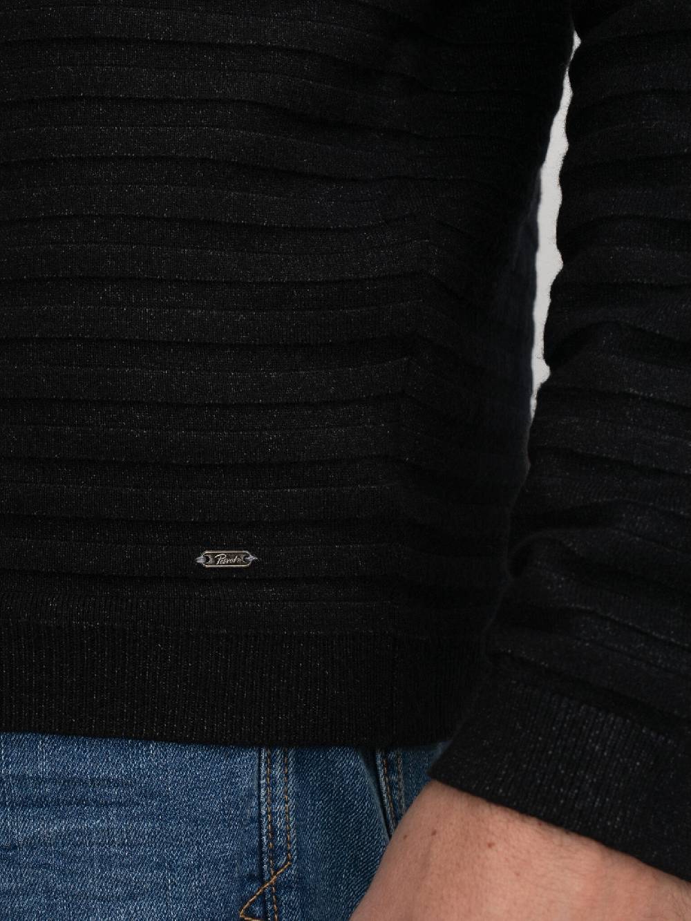 Petrol M-3040-KWR269 Men Knitwear Round Neck Basic (9091 Dark Black) Verkauf