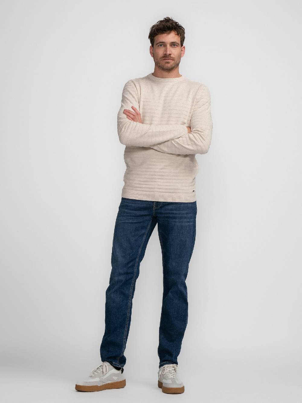 Petrol M-3040-KWR269 Men Knitwear Round Neck Basic (7137 Ecru) Angebote