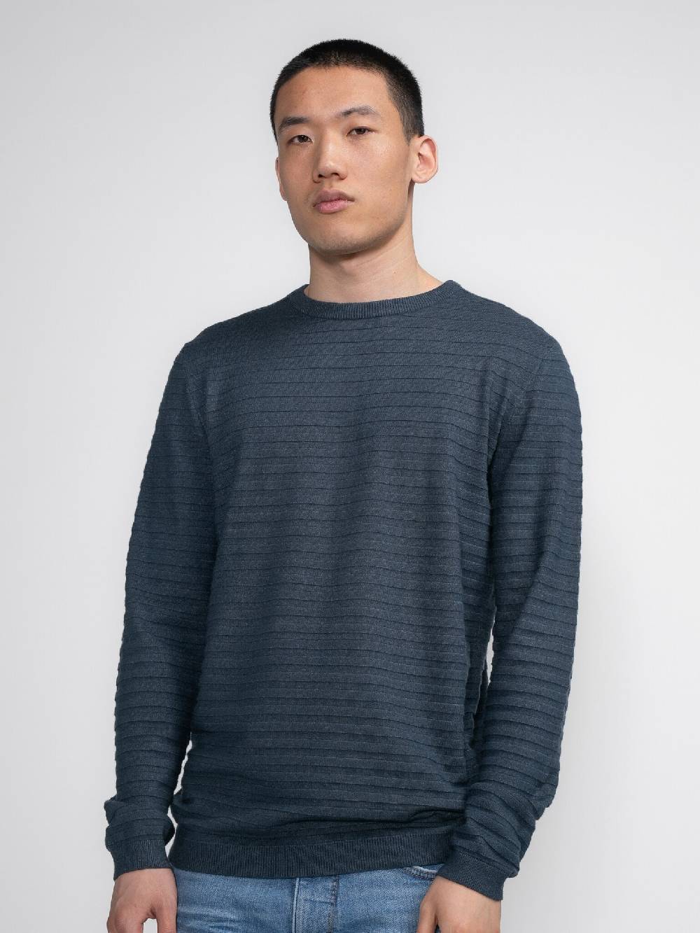 Petrol M-3040-KWR269 Men Knitwear Round Neck Basic (5185 Midnight blue)