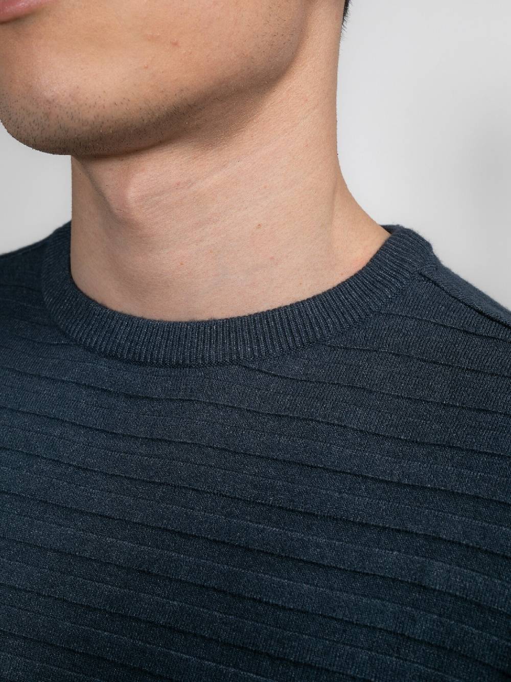 Petrol M-3040-KWR269 Men Knitwear Round Neck Basic (5185 Midnight blue) im Angebot