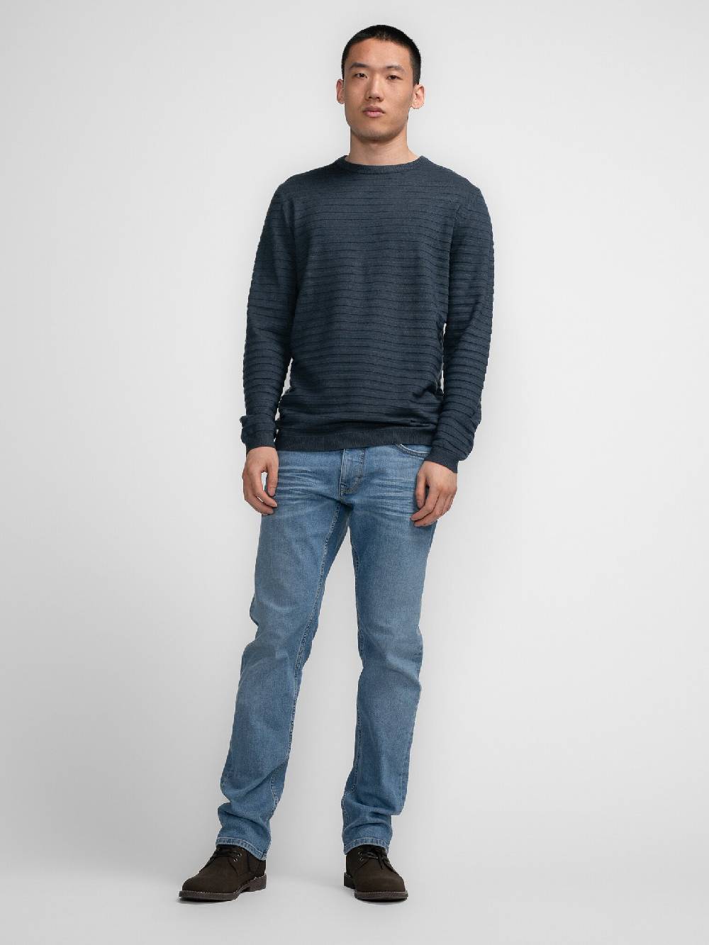 Petrol M-3040-KWR269 Men Knitwear Round Neck Basic (5185 Midnight blue) im Angebot