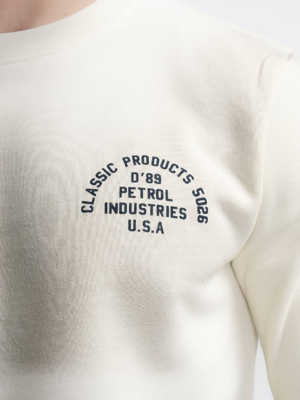 Petrol M-3040-SWR364 Men Sweater Round Neck Print (0007 Antique White) Kostenloser Versand