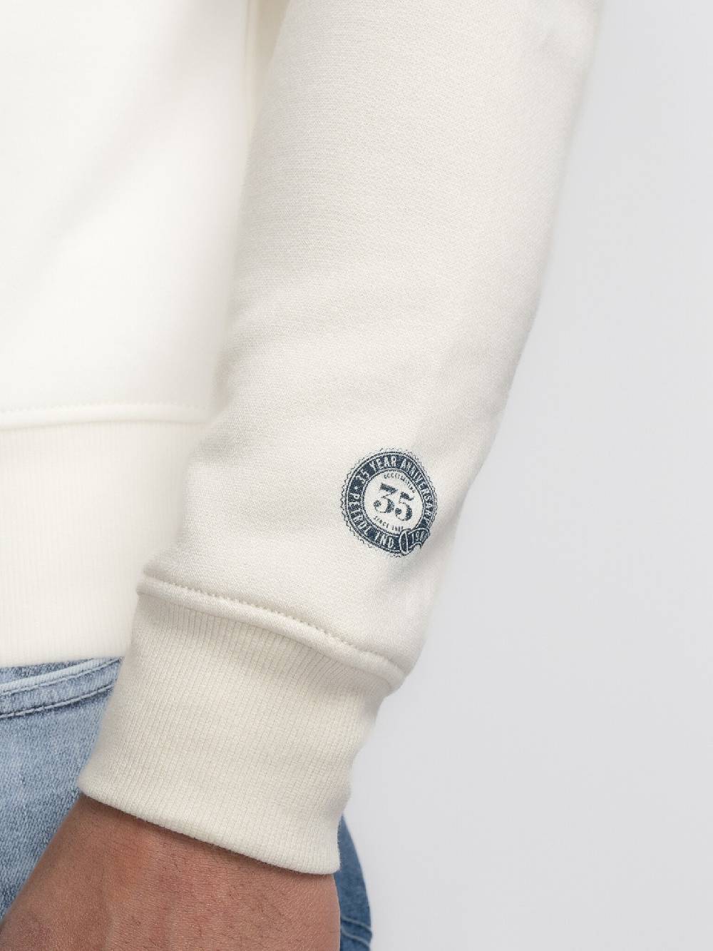 Petrol M-3040-SWR364 Men Sweater Round Neck Print (0007 Antique White) Kostenloser Versand