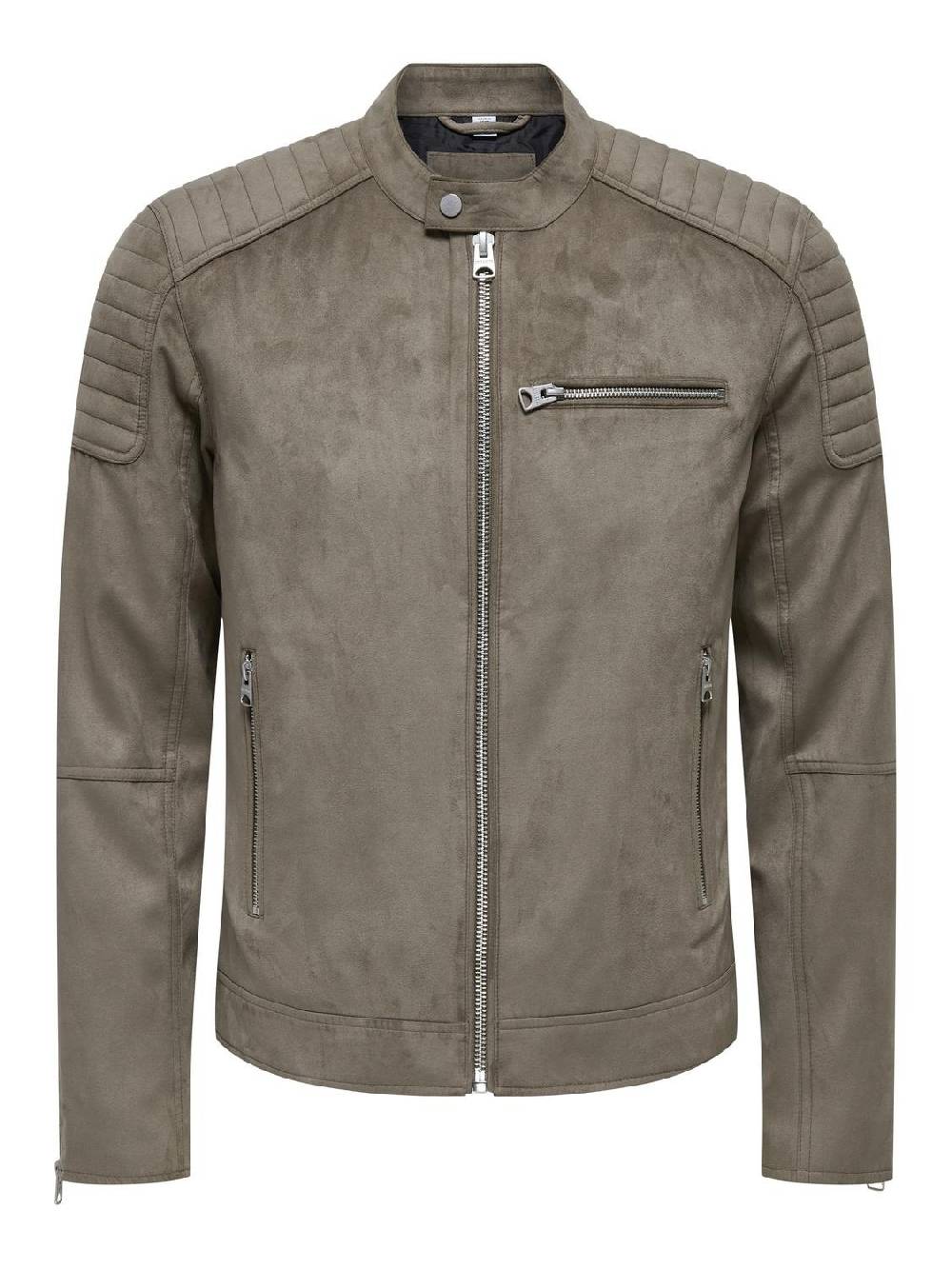 Only & Sons ONSGUS FAUX SUEDE RACER JACKET (Falcon) Zeitlich begrenztes Angebot