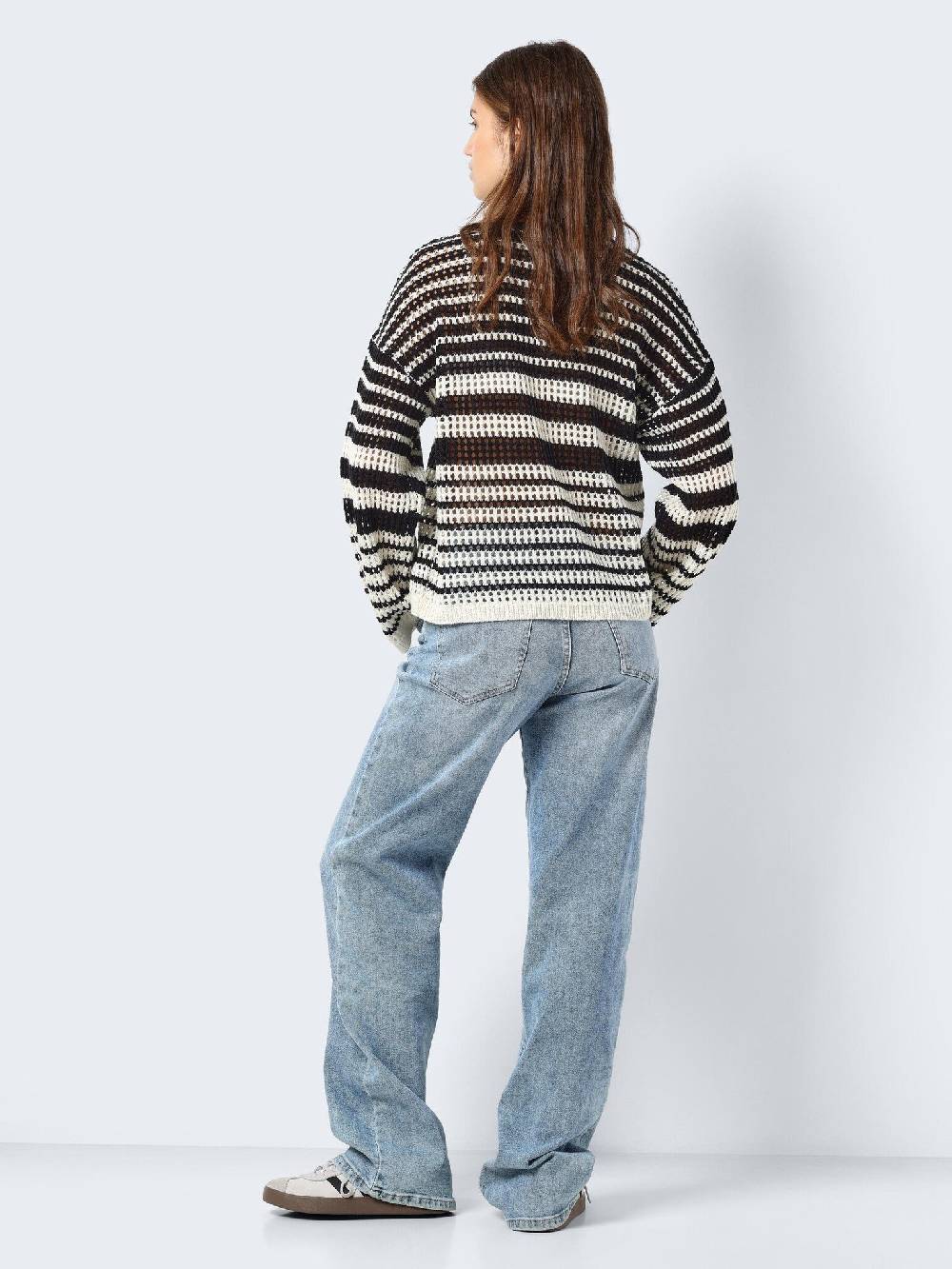NOISY MAY NMJOLA L/S O-NECK KNT DD EGGNOG/BLACK Clearance-Verkauf