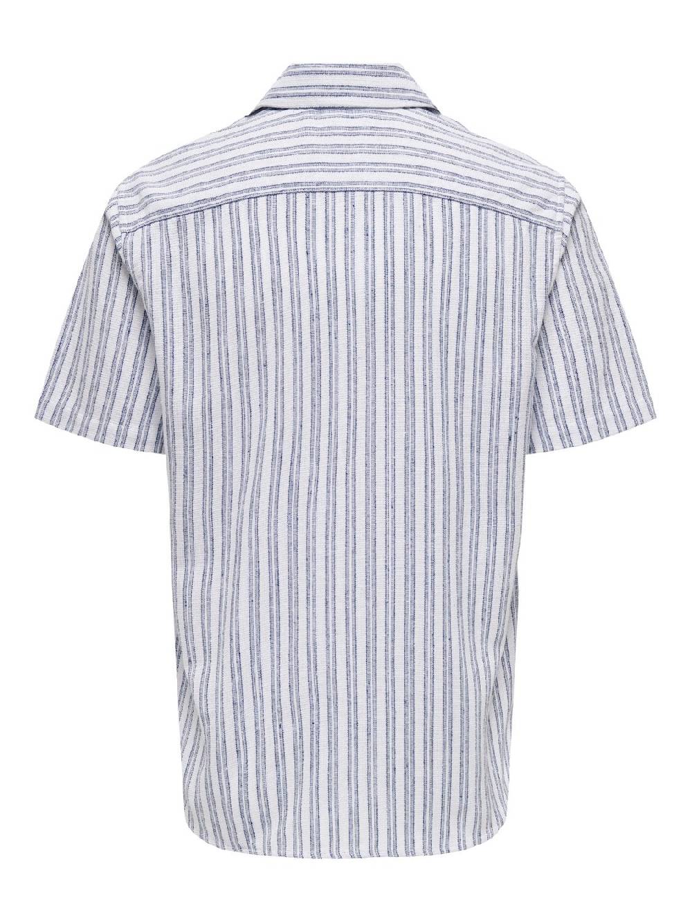 Only & Sons ONSTRUE REG SS STRUC STRIPE SHIRT SILVER LINING Fabrikladen