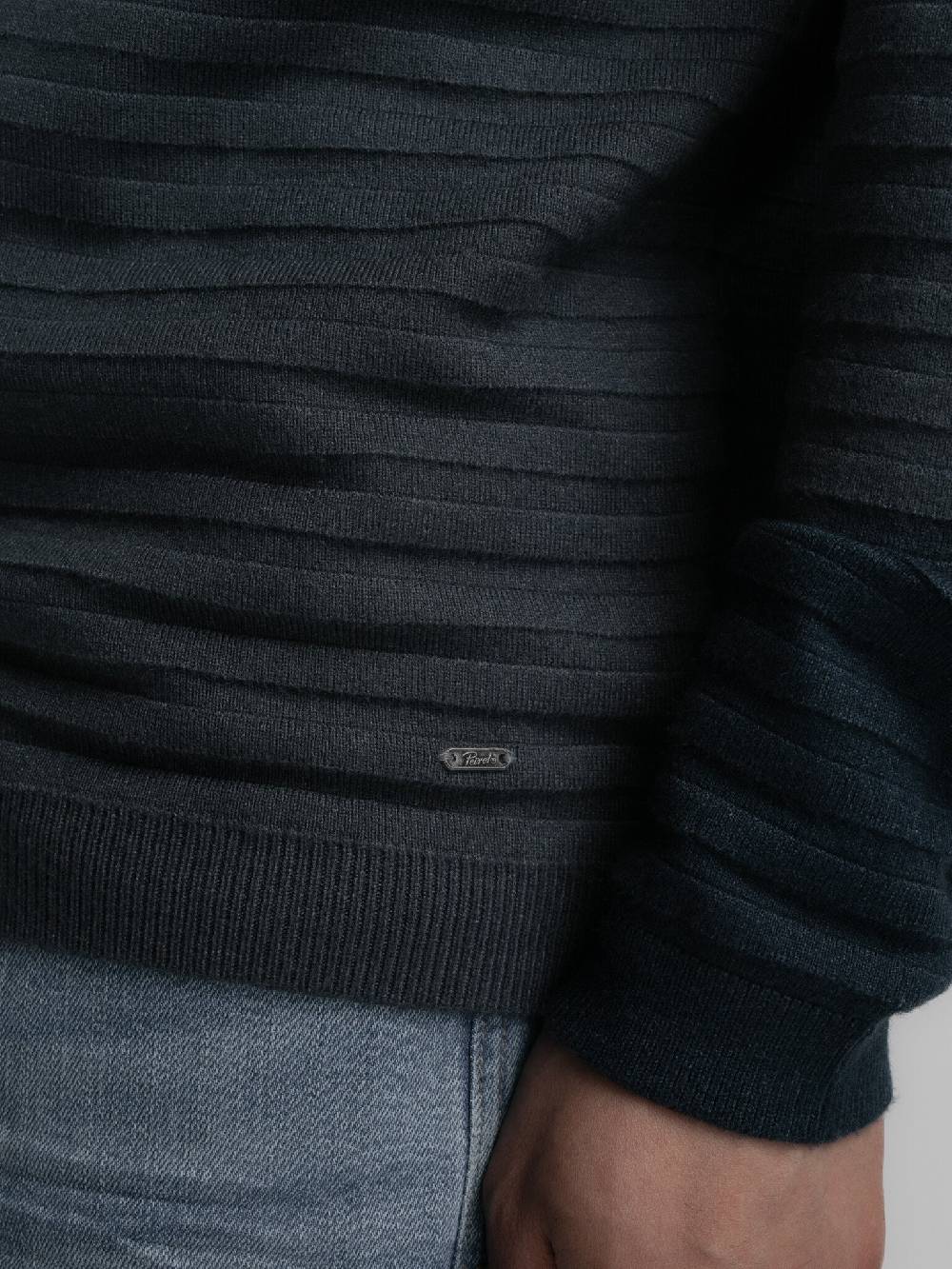 Petrol M-3040-KWR269 Men Knitwear Round Neck Basic (5185 Midnight Blue) Verkauf