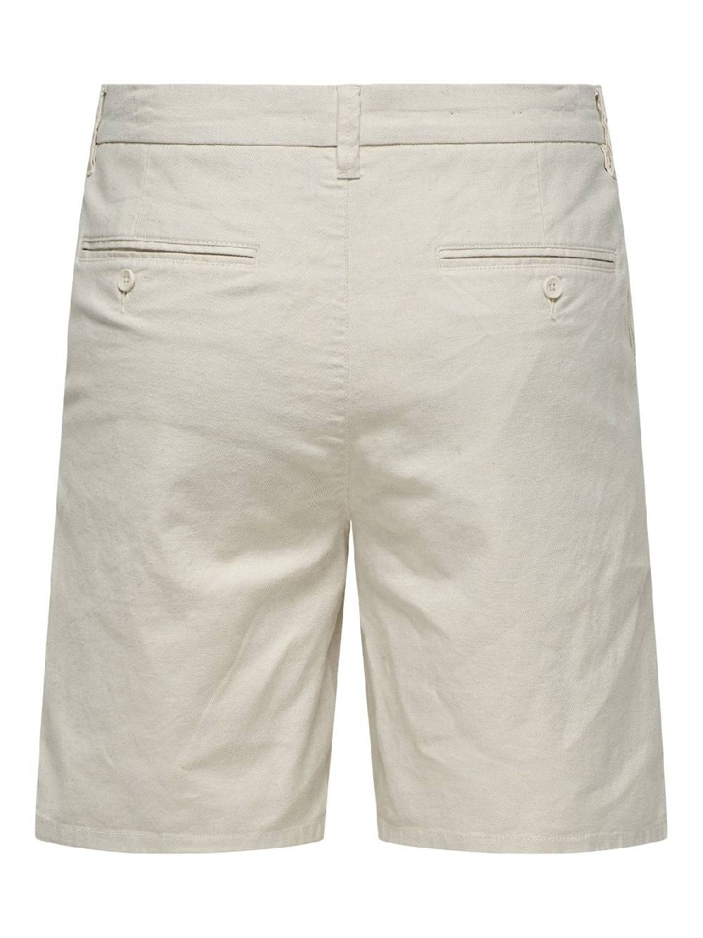 Only & Sons ONSMARK 0011 COTTON LINEN SHORTS NOOS SILVER LINING Großer Ausverkauf