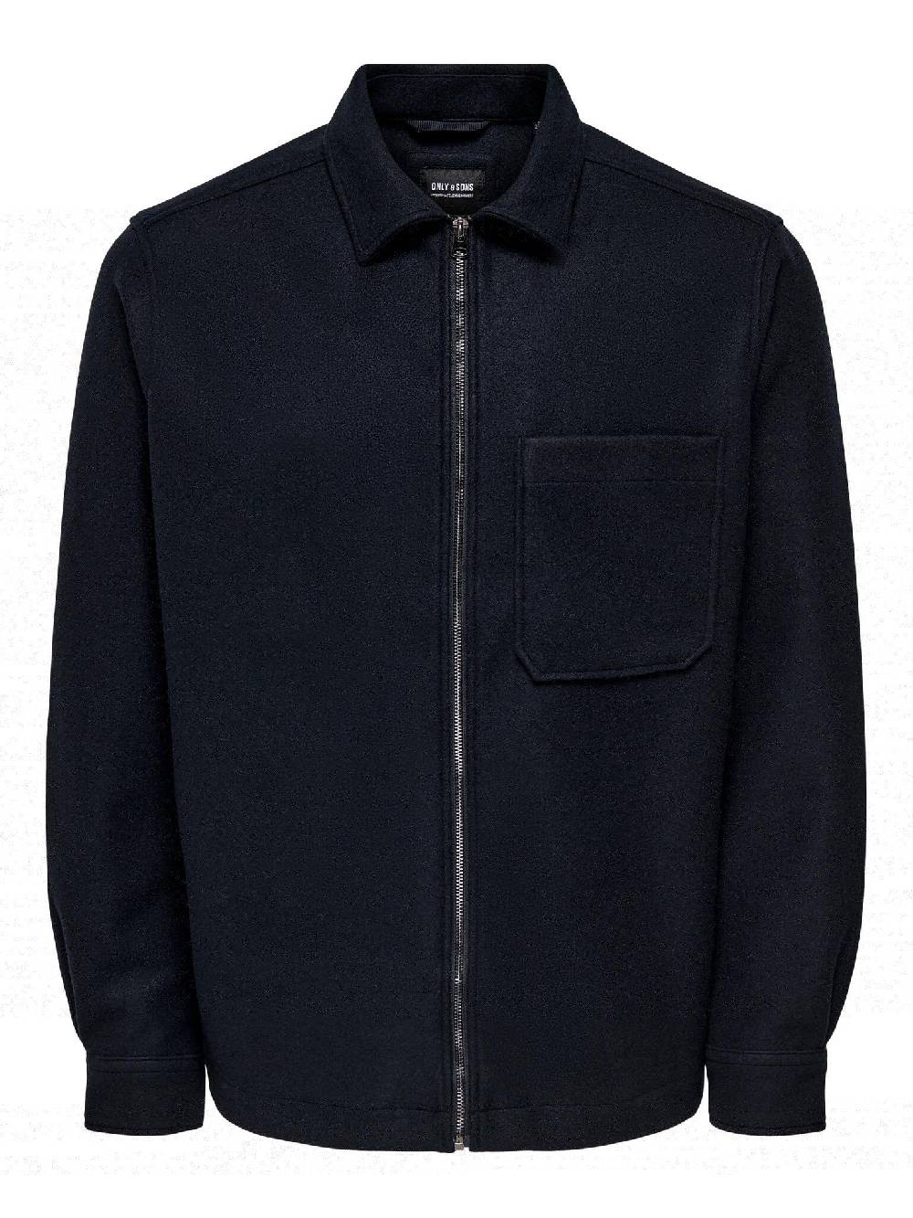 Only & Sons Onsdal OVR ZIP LS Shirt (187197 Dark Navy) Räumungsverkauf