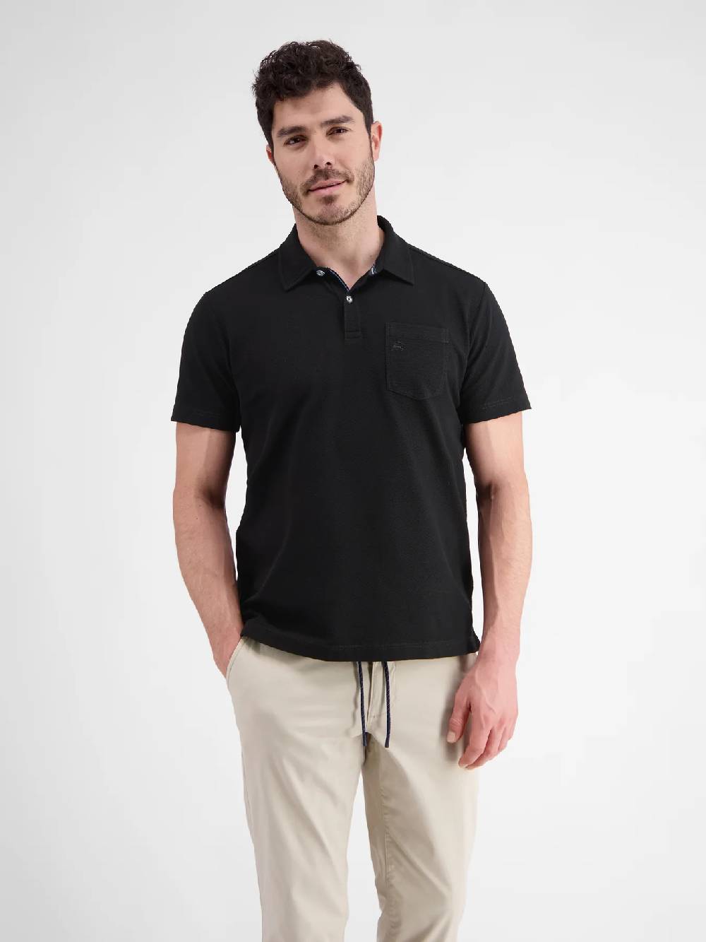 Lerros 2443204 POLOSHIRT IN SPORTIEVE WAFELPIQUÉKWALITEIT (290 BLACK) Super Rabatt