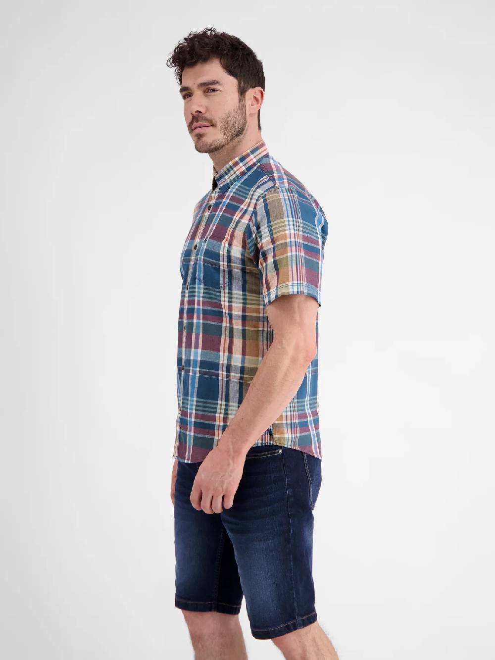 Lerros 2442011 GERUIT OVERHEMD KATOEN-LINNENMIX (448 STORM BLUE) 50% Rabatt mit kostenlosem Versand
