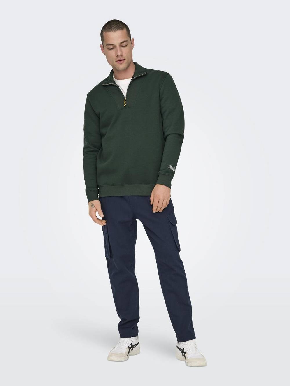 Only & Sons ONSRILEY REG 1/4 ZIP HIGH NECK SWT VD DARKEST SPRUCE Im Verkauf