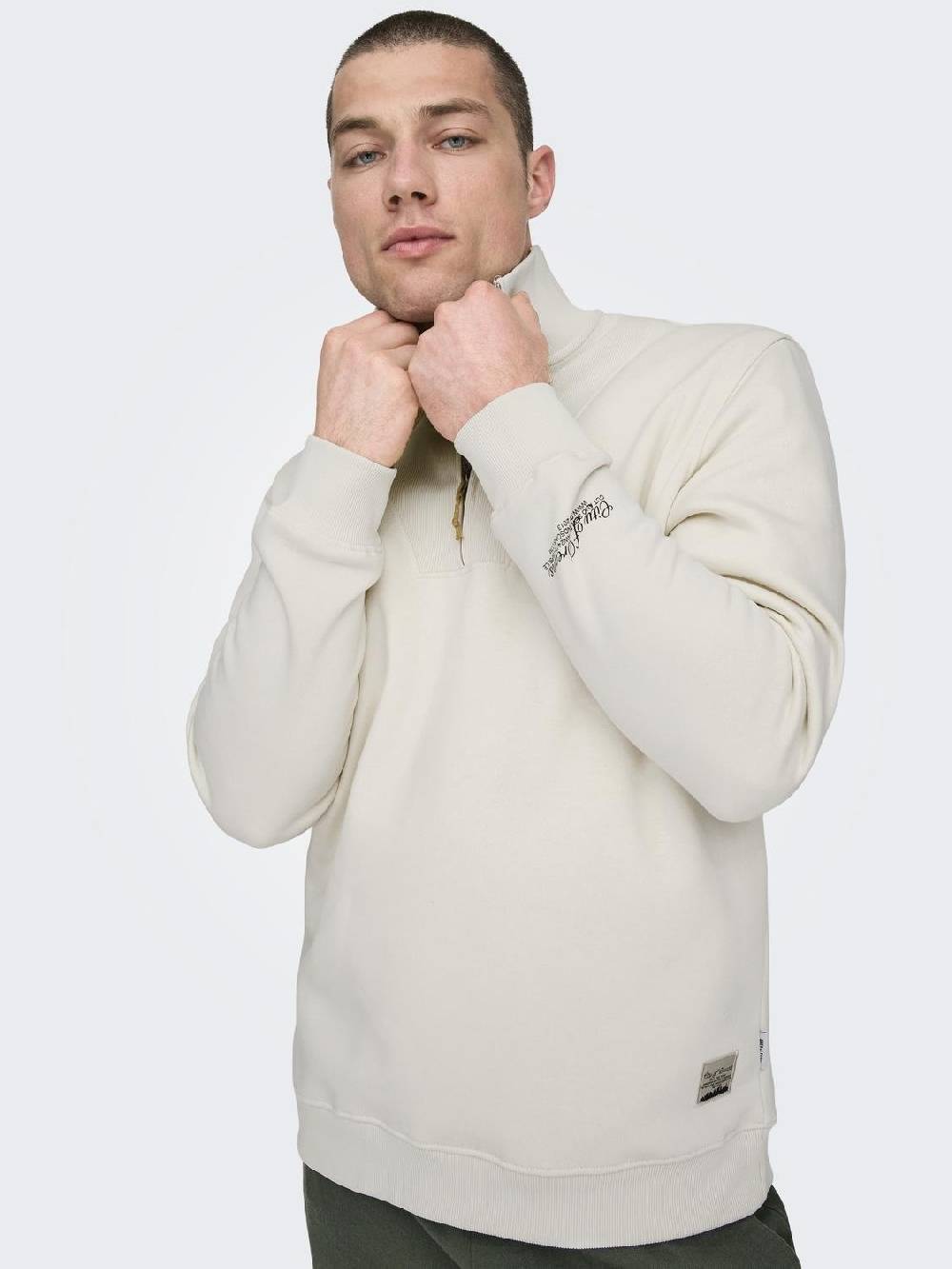 Only & Sons ONSRILEY REG 1/4 ZIP HIGH NECK SWT VD ANTIQUE WHITE zollfrei