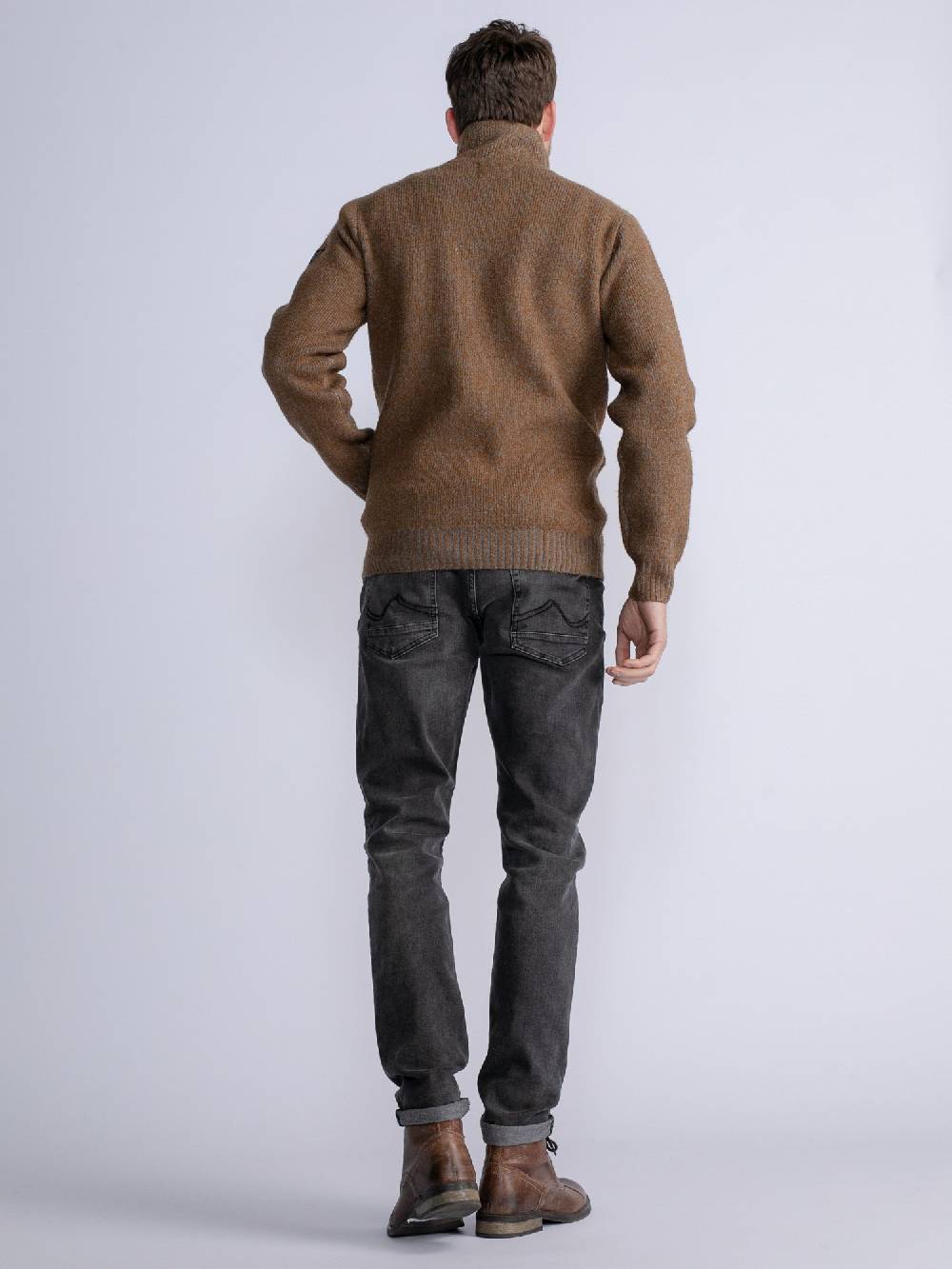 Petrol M-3030-Kwc218 - Men Knitwear Collar Cardigan (7060 Grey Truffle) Black Friday Preise
