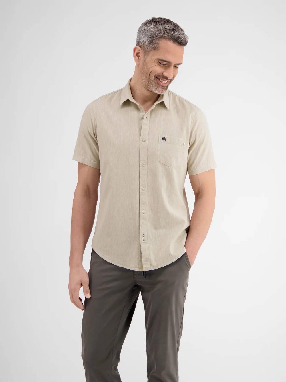 Lerros 2442010 CASUAL KATOENEN LINNEN OVERHEMD (705 LIGHT DUNE BEIGE) Versandkostenfrei
