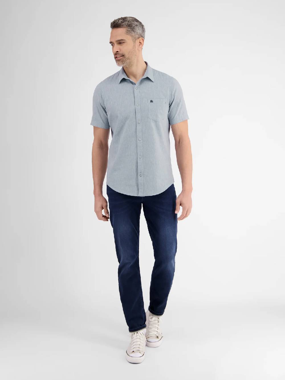 Lerros 2442010 CASUAL KATOENEN LINNEN OVERHEMD (440 MID STORM BLUE) Flash Sale
