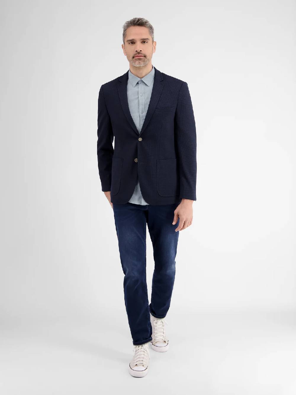 Lerros 2442010 CASUAL KATOENEN LINNEN OVERHEMD (440 MID STORM BLUE) Flash Sale