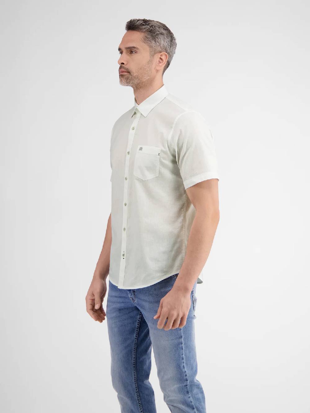 Lerros 2442010 CASUAL KATOENEN LINNEN OVERHEMD (100 WHITE) Online Shopping