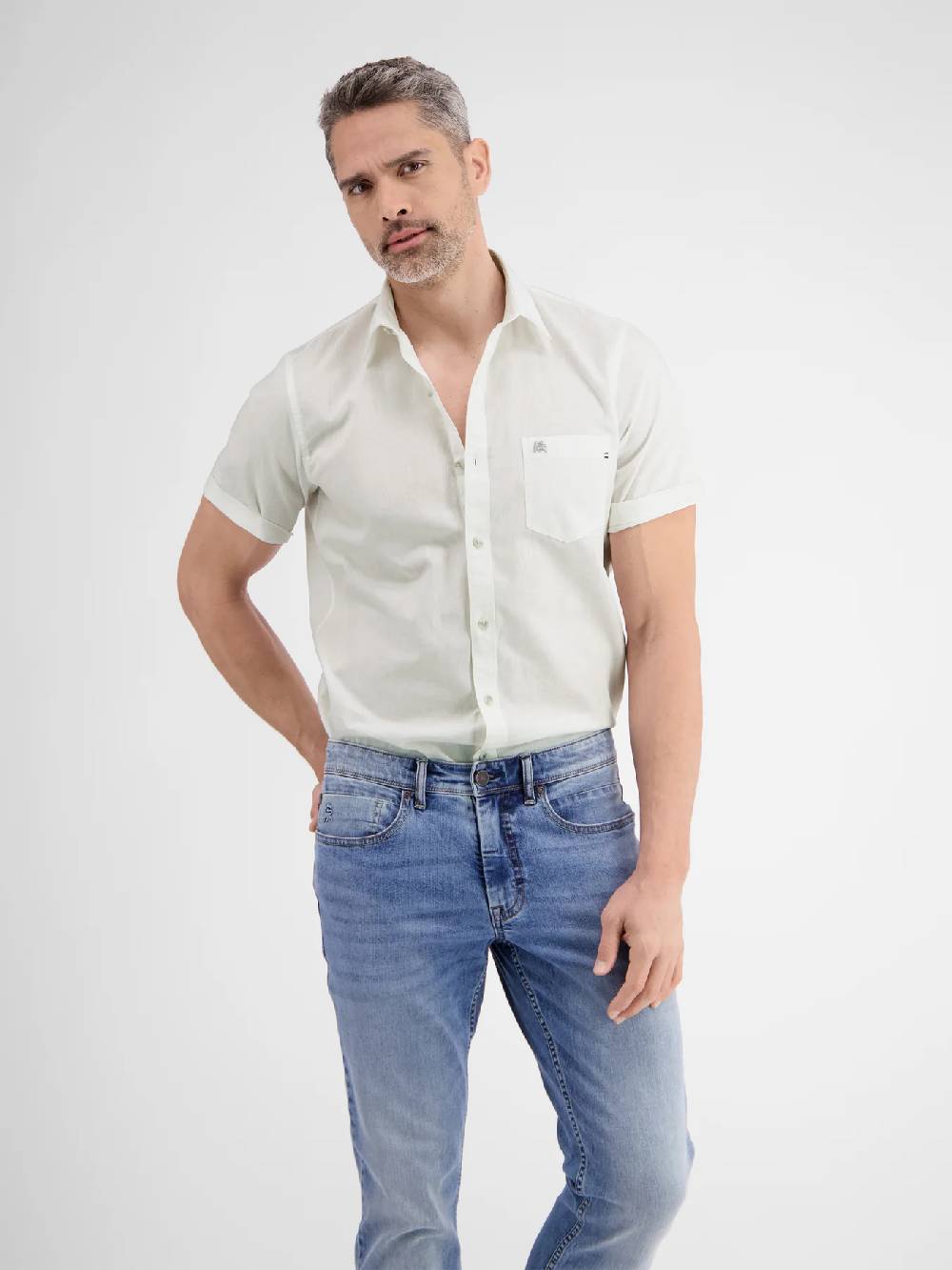 Lerros 2442010 CASUAL KATOENEN LINNEN OVERHEMD (100 WHITE) Online Shopping
