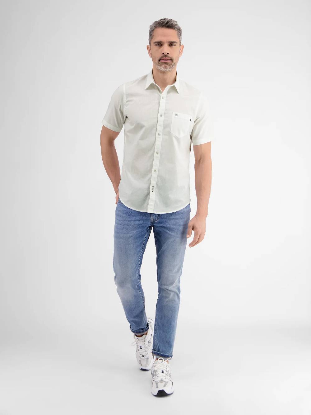 Lerros 2442010 CASUAL KATOENEN LINNEN OVERHEMD (100 WHITE) Online Shopping