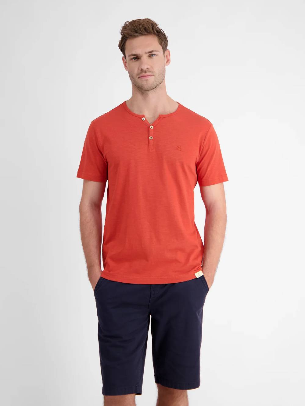 Lerros 2433908 BASIS HENLEY-SHIRT (327 DEEP CORAL RED) Saisonschlussverkauf
