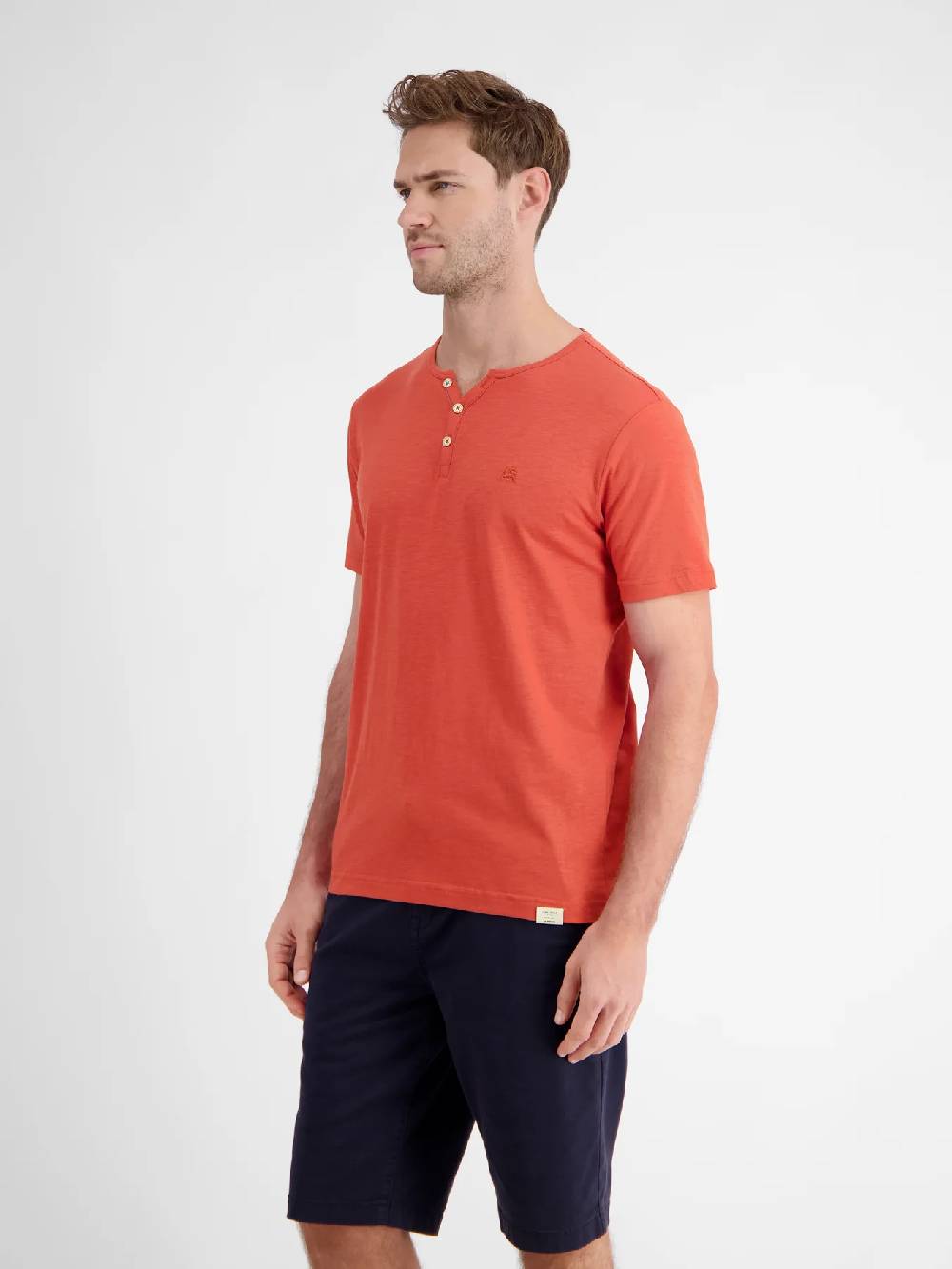 Lerros 2433908 BASIS HENLEY-SHIRT (327 DEEP CORAL RED) Saisonschlussverkauf