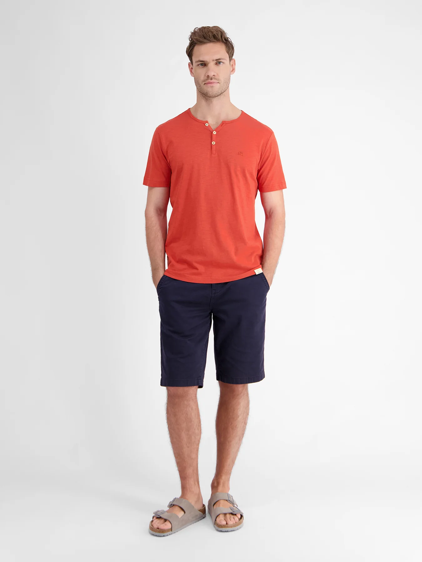 Lerros 2433908 BASIS HENLEY-SHIRT (327 DEEP CORAL RED) Saisonschlussverkauf