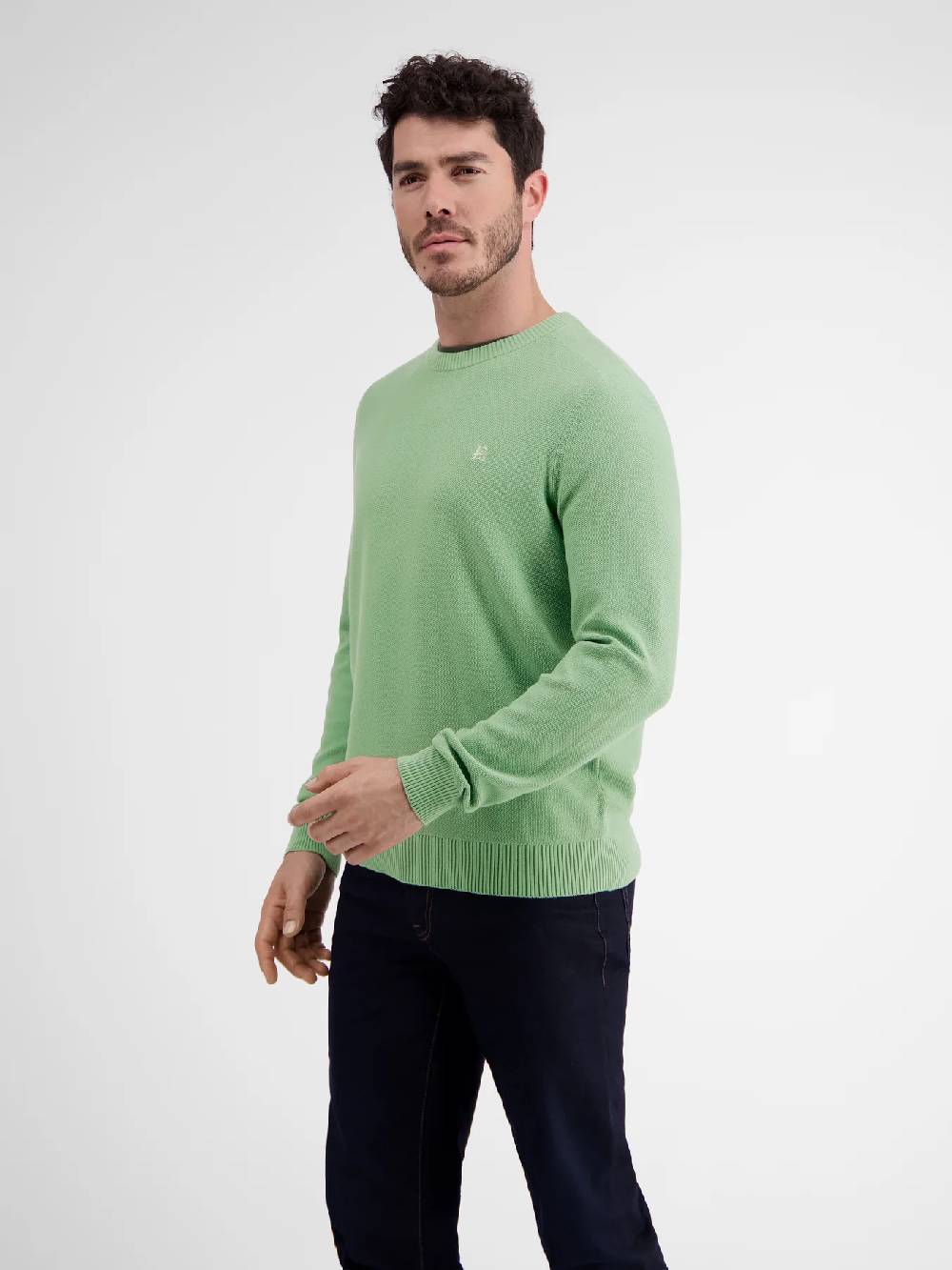 Lerros 23D5001 GEBREIDE TRUI MET RONDE HALS (612 SAGE GREEN) Lagerräumung
