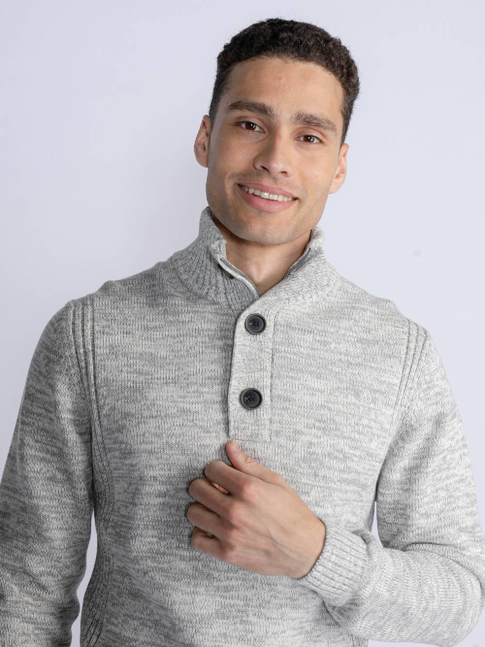 Petrol M-3030-Kwc206 - Men Knitwear Collar (0009 Antique White Melee) Fabrikverkauf