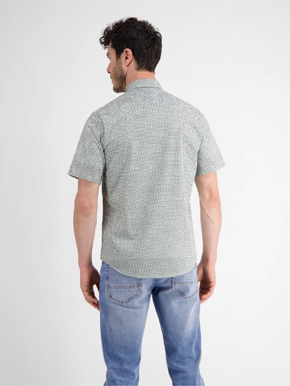 Lerros 2432303 SHIRT MET HALVE MOUW EN GEOMETRISCHE PRINT (622 COASTAL BLUE) Wochenangebot
